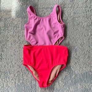 J Crew Crewcuts pink cutout swimsuit